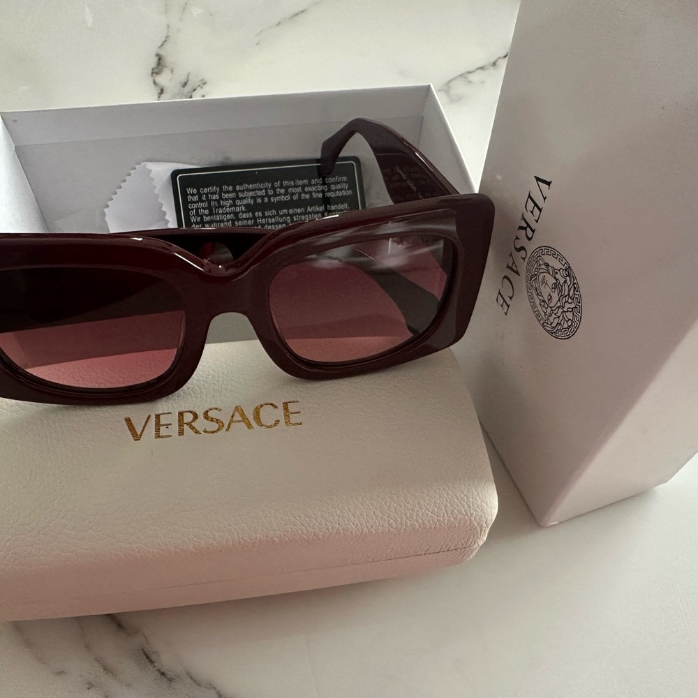 Versace Women's Burgundy Rectangular Sunglasses N… - image 1
